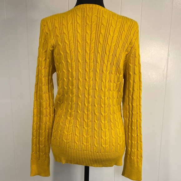 St. John's Bay Sweater V-Neck Cable Knit Gold Mustard Yellow Size Large - Picture 6 of 10